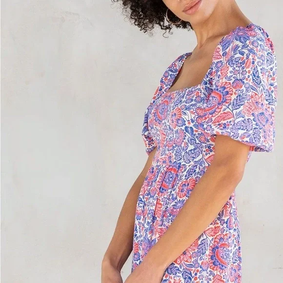 Lovestitch Pink and Blue Smocked Midi Sundress - Picture 3 of 4